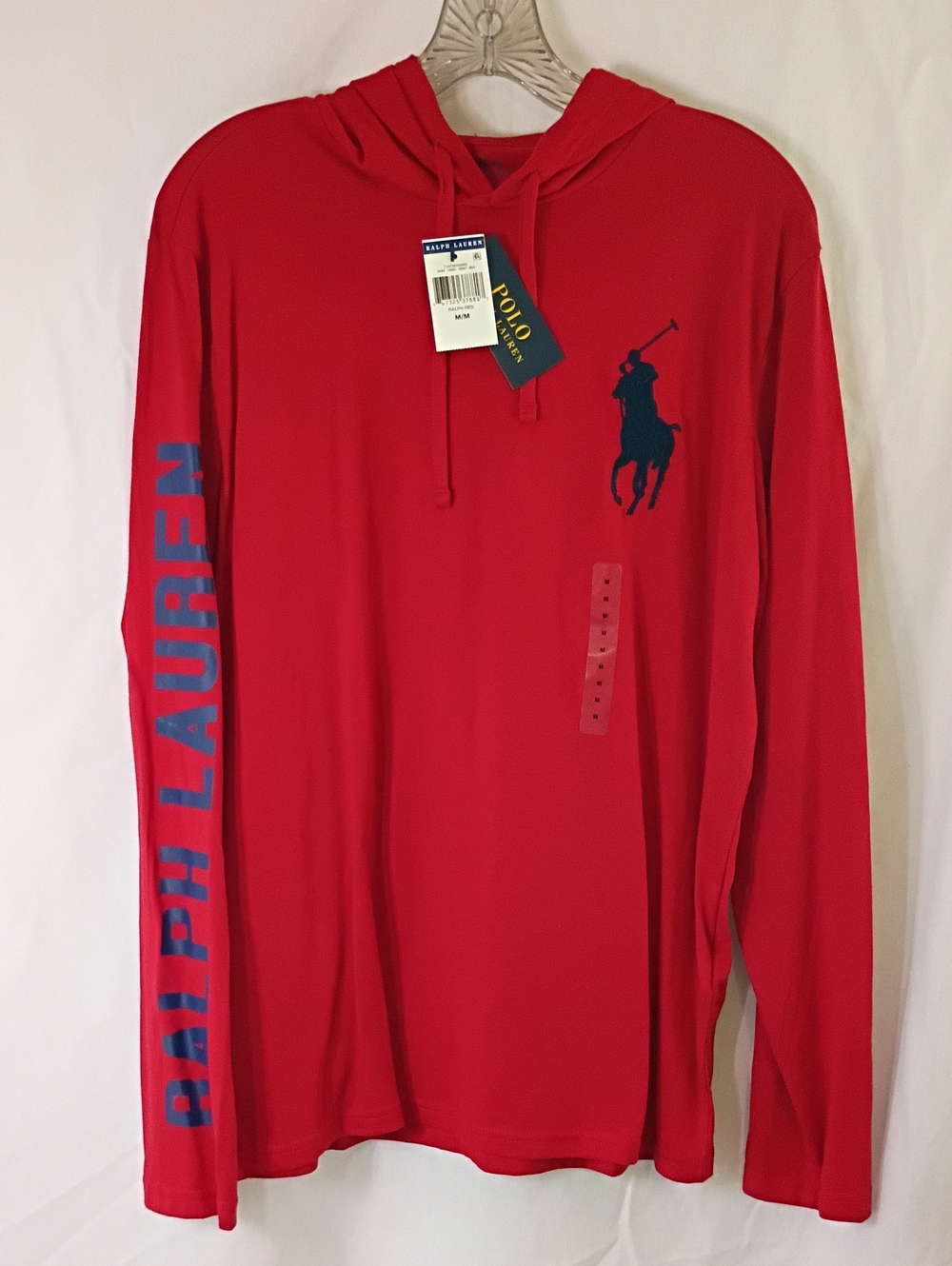 Polo by Ralph Lauren Red Long-Sleeve Hoodie with Navy Logo